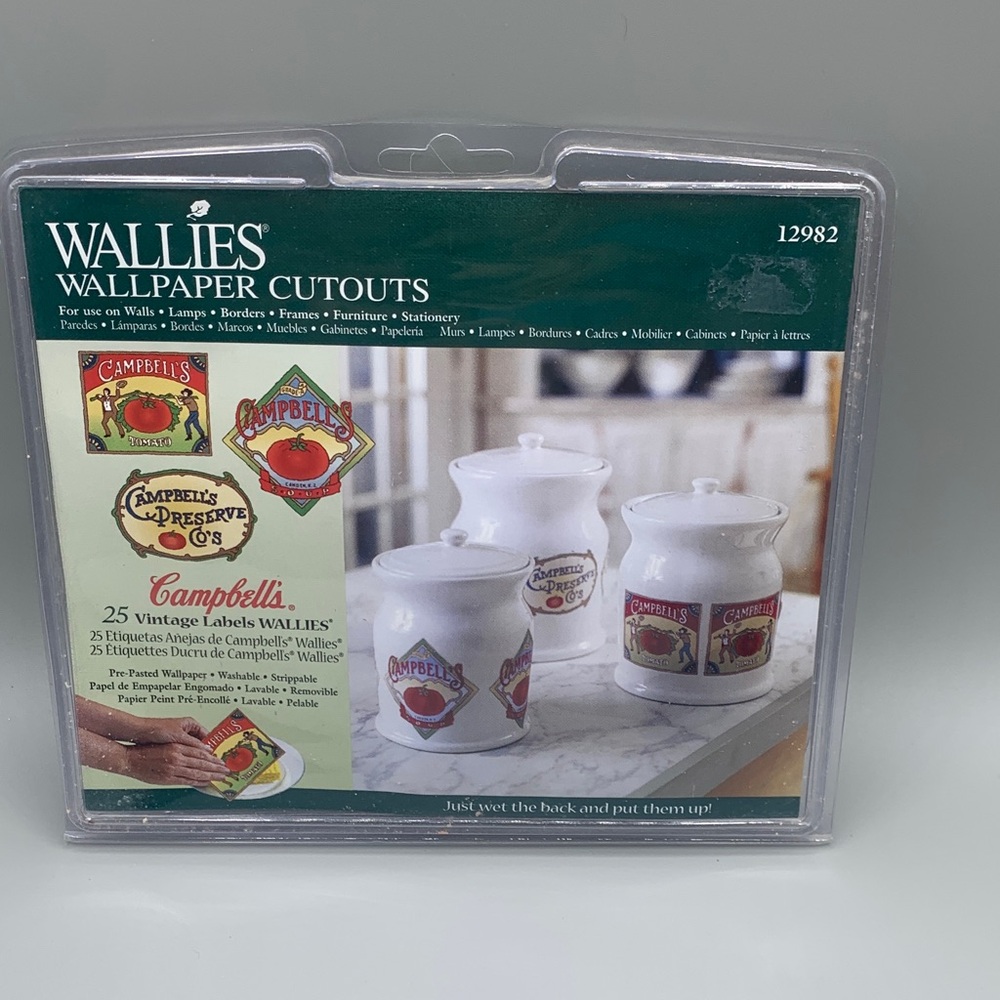 Wallies Pre Pasted Wallpaper Cutouts 25 Campbells Vintage Retro Labels
